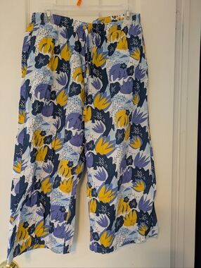 Uniqlo Women's Floral Pants - Blue, Yellow & White